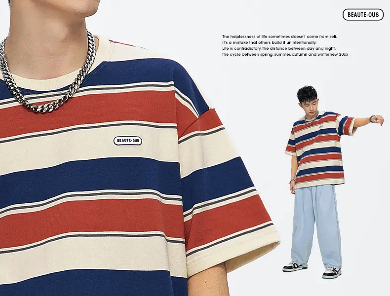 Men Striped T-Shirt 2025 Summer Loose Fit — feature 5