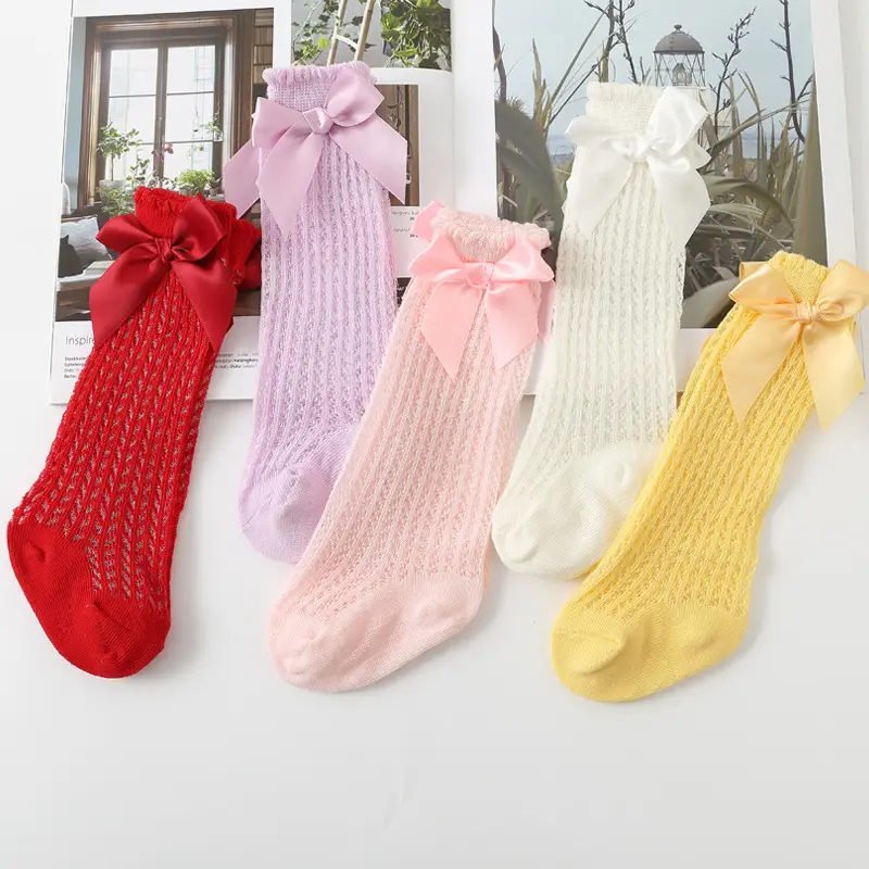 Baby Bow Knee High Socks Pink Bow Design