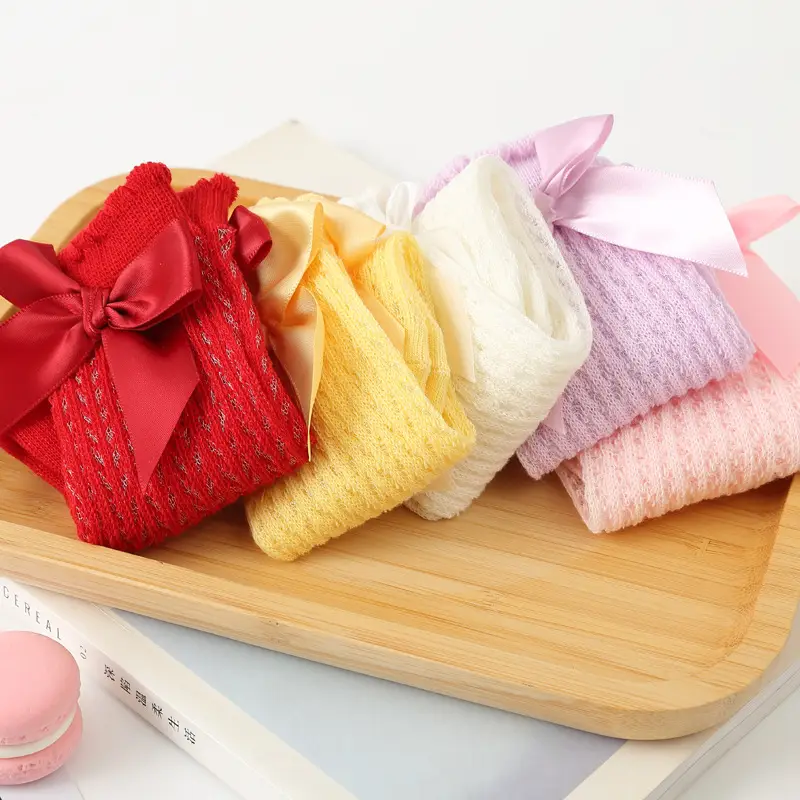 Baby Bow Knee High Socks Pink Bow Design