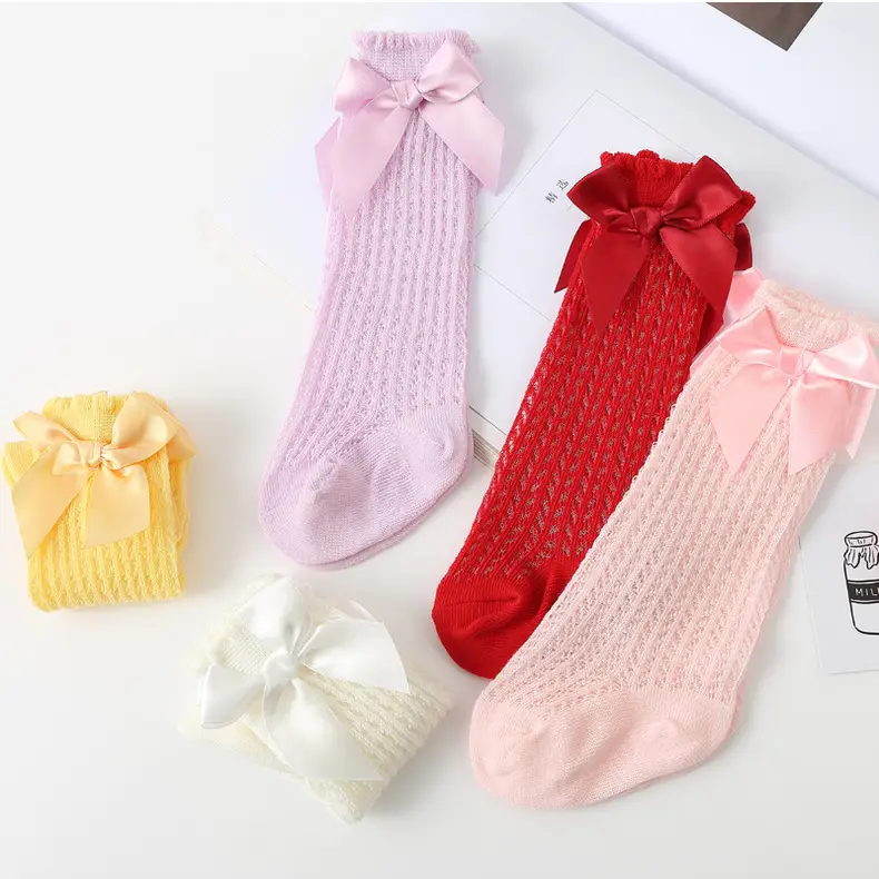 Baby Bow Knee High Socks Pink Bow Design — feature 17