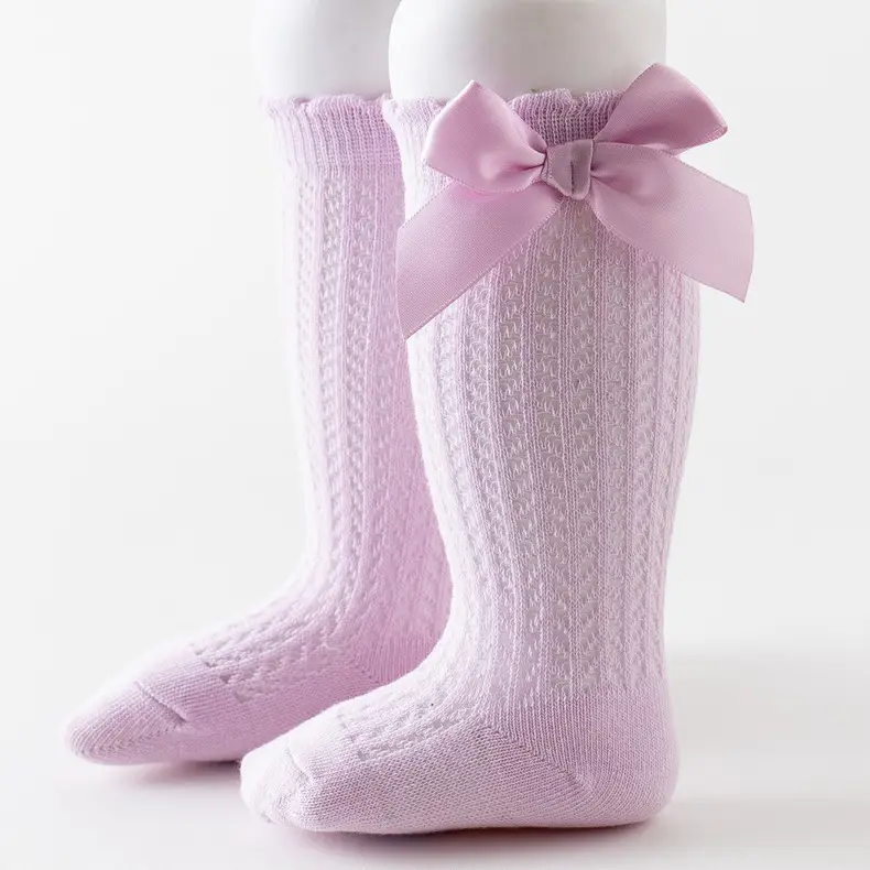 Baby Bow Knee High Socks Pink Bow Design — feature 20