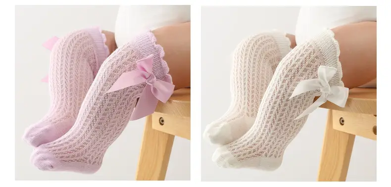 Baby Bow Knee High Socks Pink Bow Design — feature 7