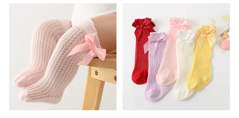 Baby Bow Knee High Socks Pink Bow Design — feature 9