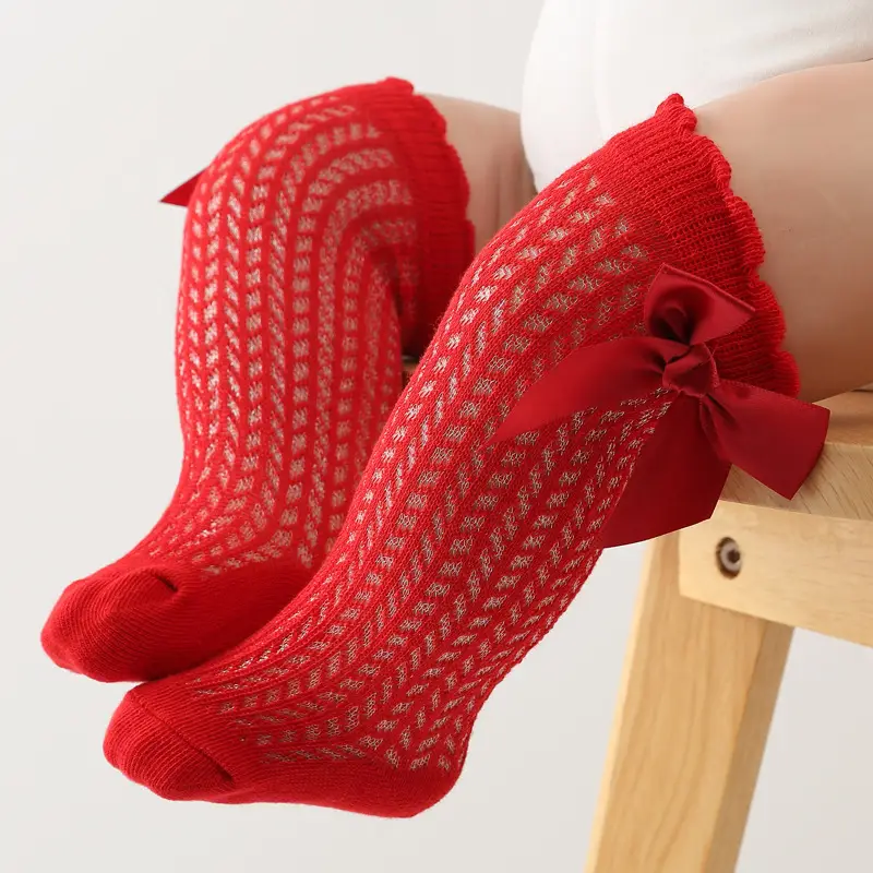 Baby Bow Knee High Socks Pink Bow Design