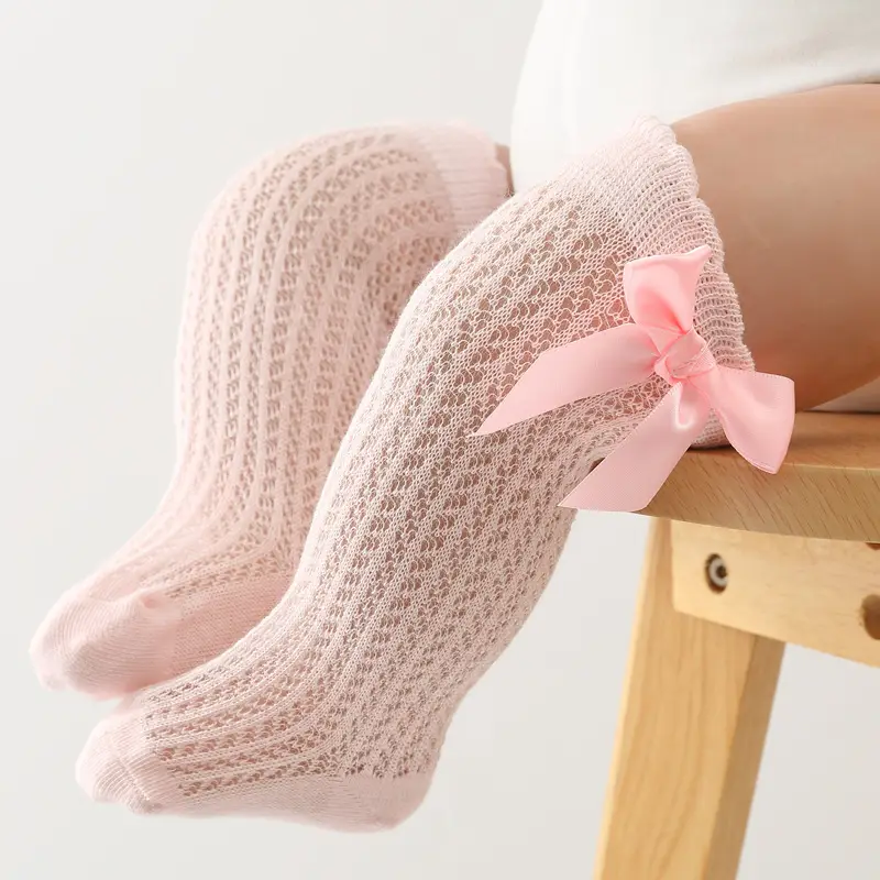 Baby Bow Knee High Socks Pink Bow Design