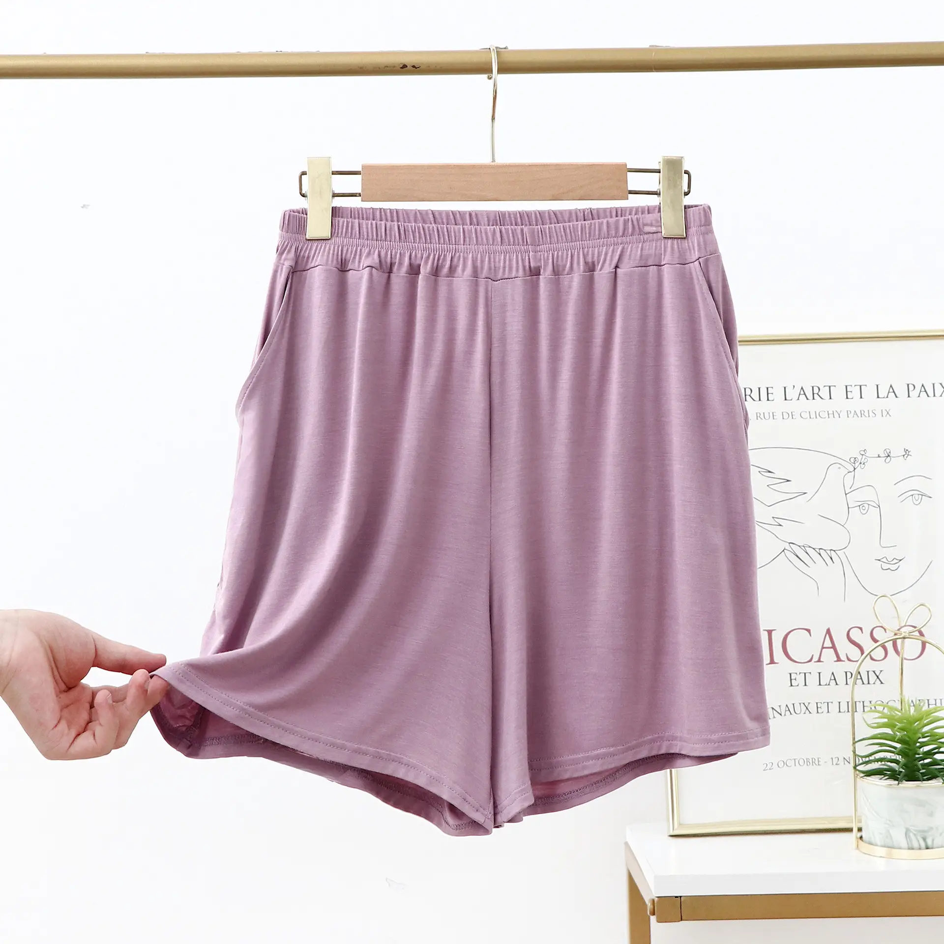 2022 Purple Modal Shorts Plus Size Loose Wide Leg - Image 2