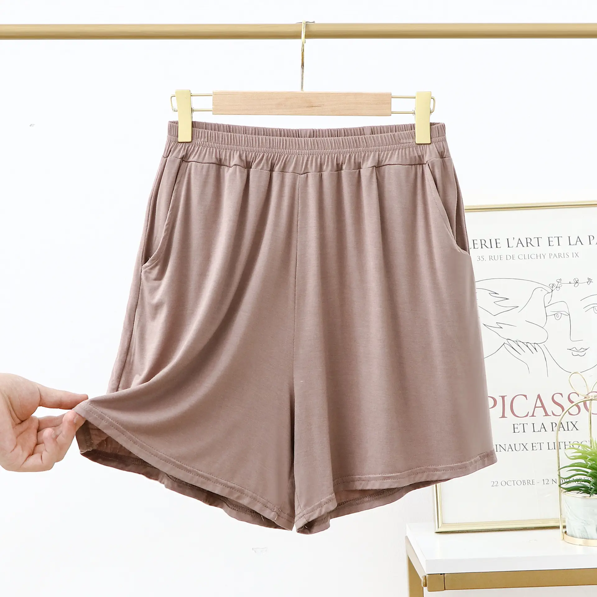 2022 Purple Modal Shorts Plus Size Loose Wide Leg - Image 4