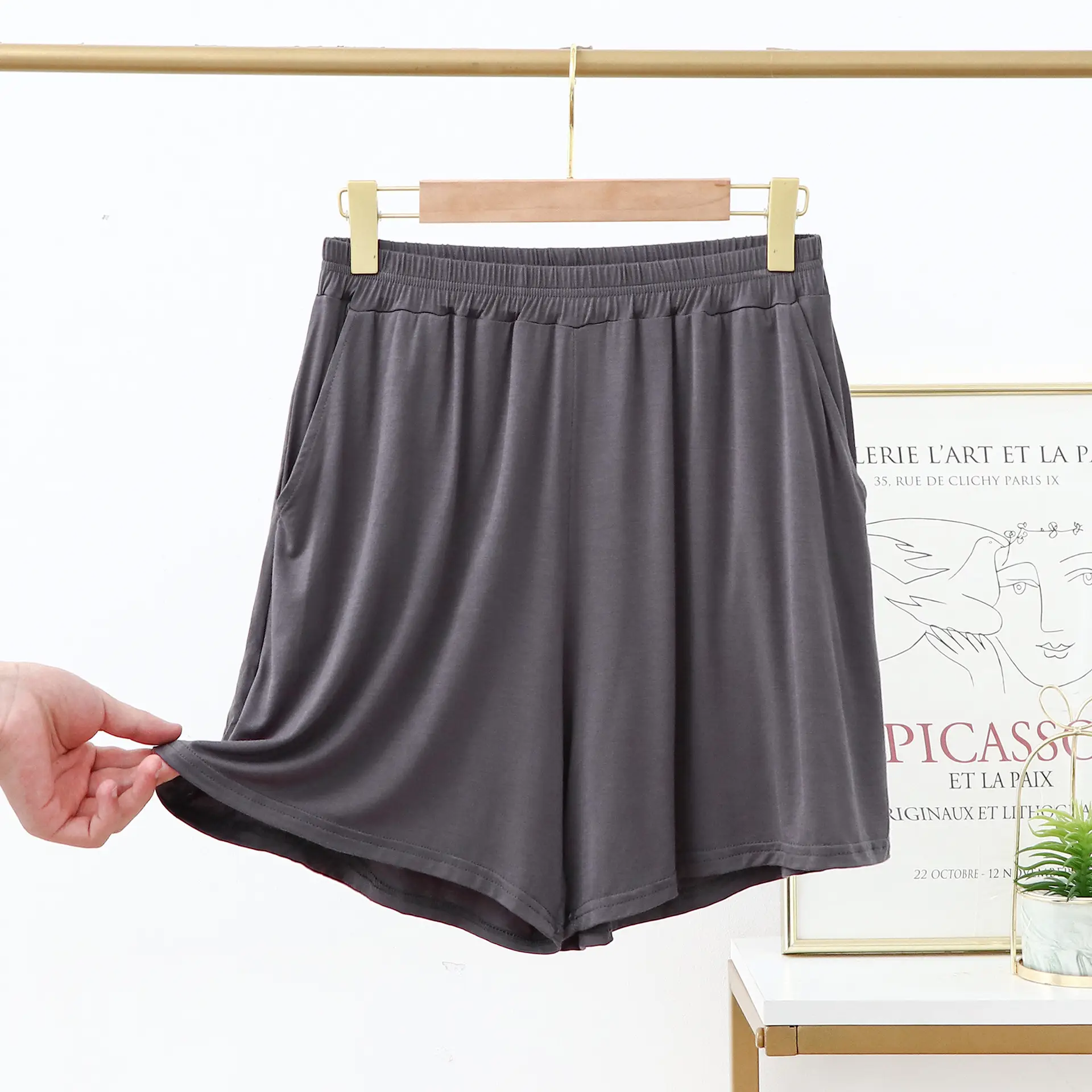 2022 Purple Modal Shorts Plus Size Loose Wide Leg - Image 7
