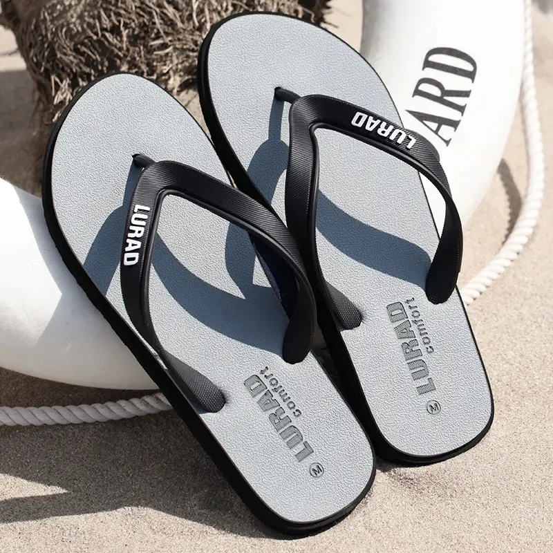 Men's Grey Rubber Flip Flops Summer
