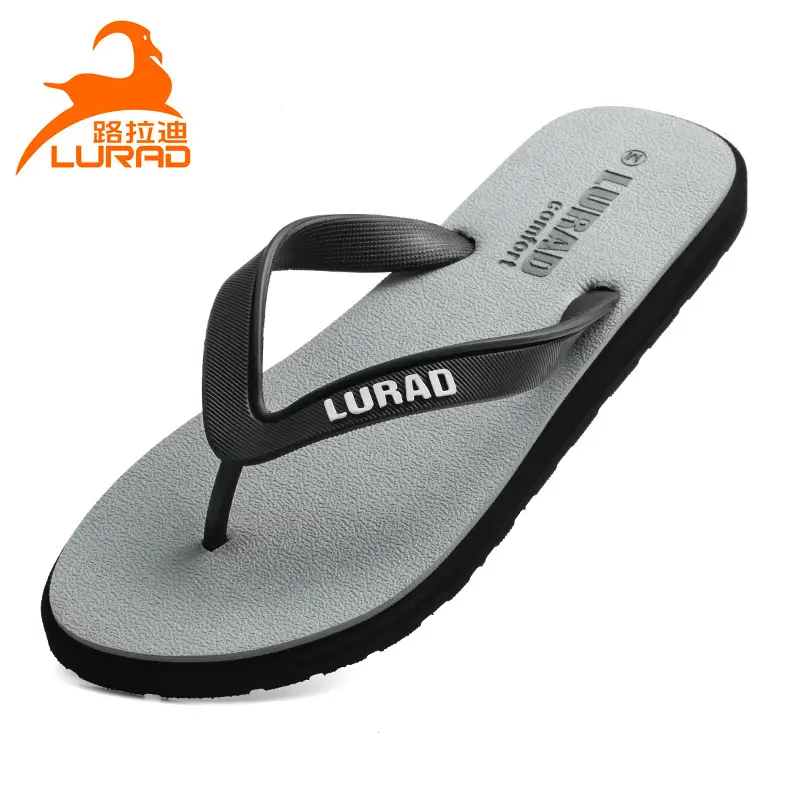 Men's Grey Rubber Flip Flops Summer