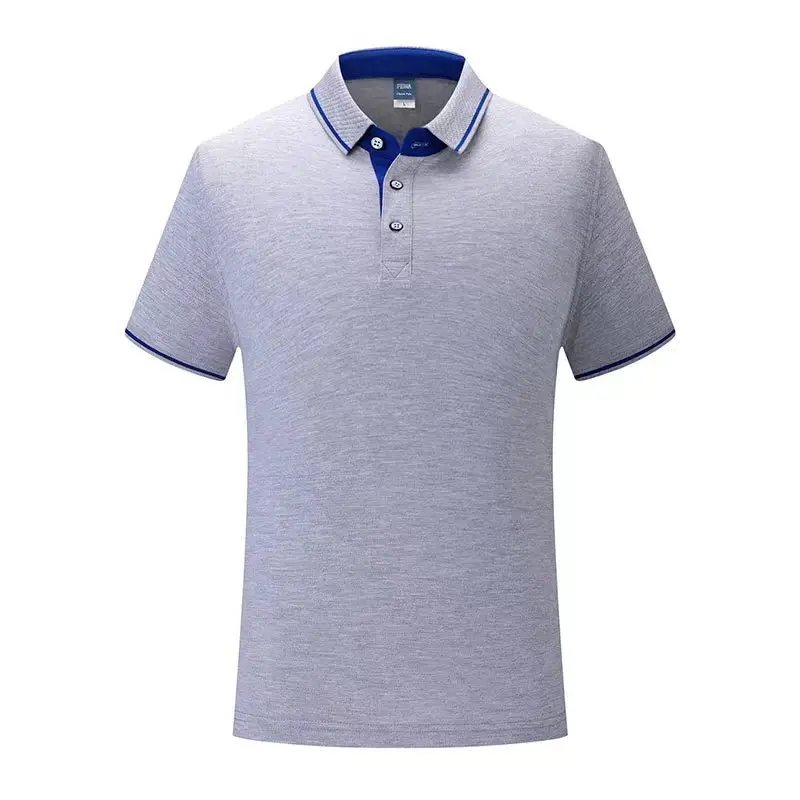 Blue Polo Shirt with Yellow Trim Long Sleeve Business Style - Image 10