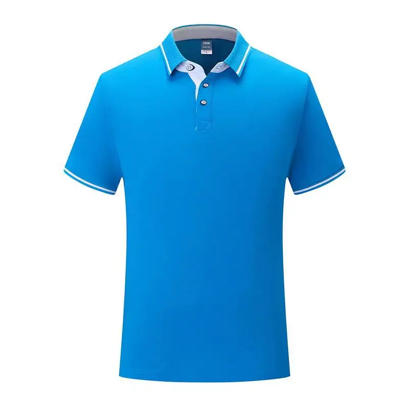 Blue Polo Shirt with Yellow Trim Long Sleeve Business Style - Image 12