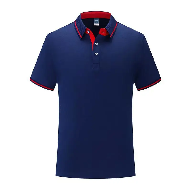 Blue Polo Shirt with Yellow Trim Long Sleeve Business Style - Image 14