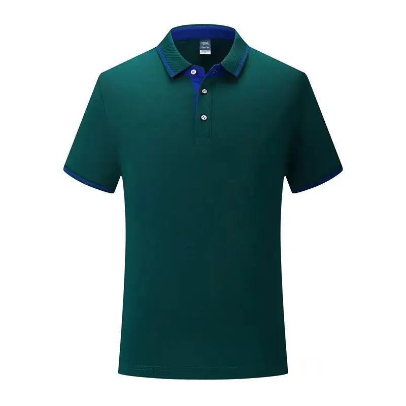 Blue Polo Shirt with Yellow Trim Long Sleeve Business Style - Image 16
