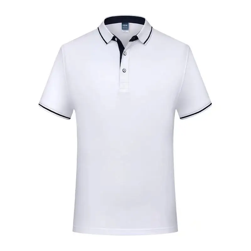 Blue Polo Shirt with Yellow Trim Long Sleeve Business Style - Image 7