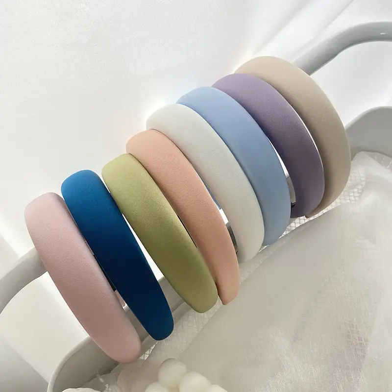 Korean-style Satin Hair Hoop Beige Wide Brim - Image 18