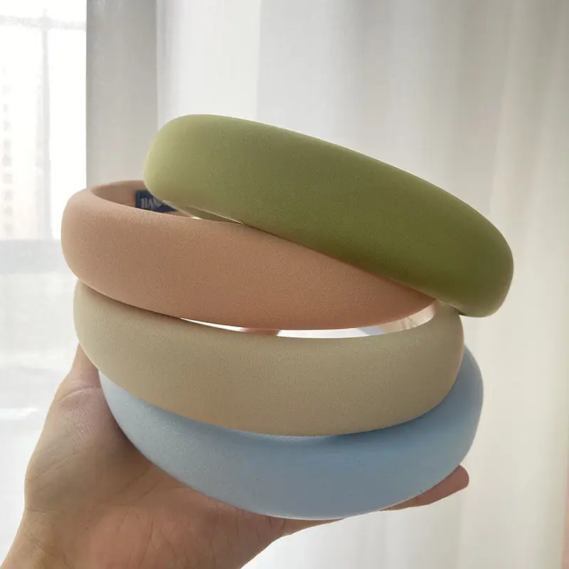 Korean-style Satin Hair Hoop Beige Wide Brim - Image 19