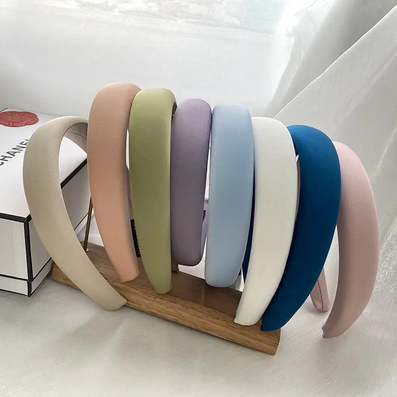 Korean-style Satin Hair Hoop Beige Wide Brim - Image 20