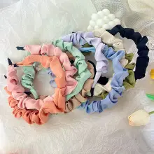 Korean-style Satin Hair Hoop Beige Wide Brim — feature 9