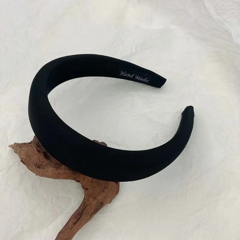 Korean-style Satin Hair Hoop Beige Wide Brim - Image 10