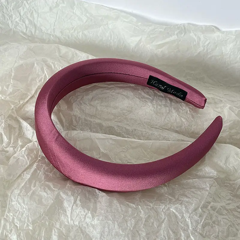 Korean-style Satin Hair Hoop Beige Wide Brim - Image 11