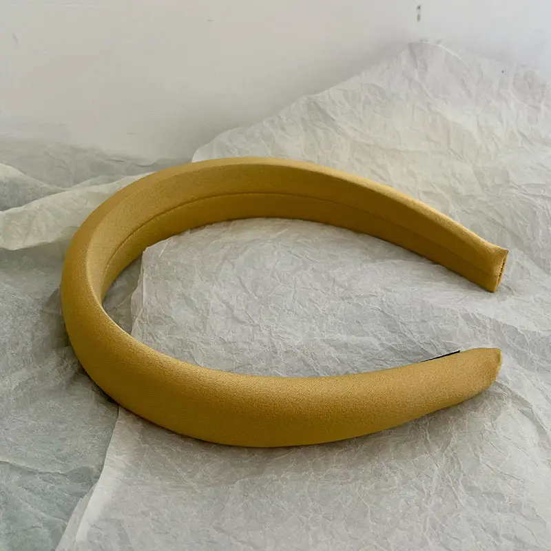 Korean-style Satin Hair Hoop Beige Wide Brim - Image 12