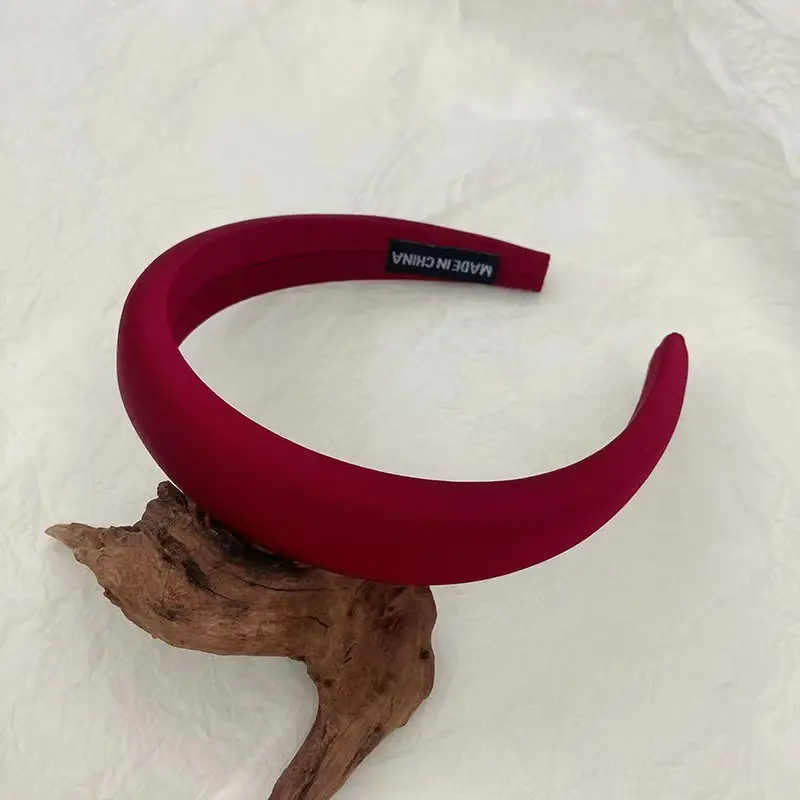 Korean-style Satin Hair Hoop Beige Wide Brim - Image 9