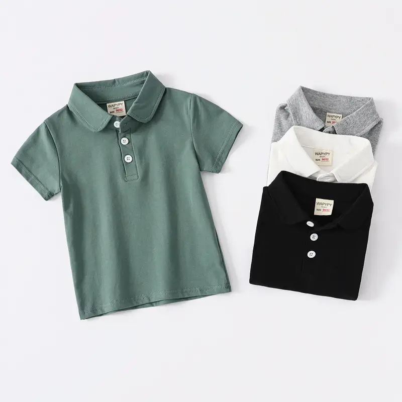 Children's Polo Shirts 2026 Summer White Green Black Gray - Image 6