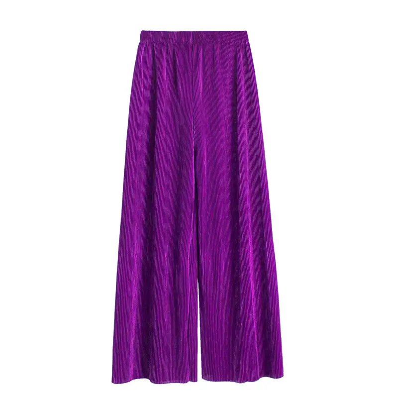 Purple Ice Silk Wide Leg Pants 2025 Spring Summer Women - Image 25