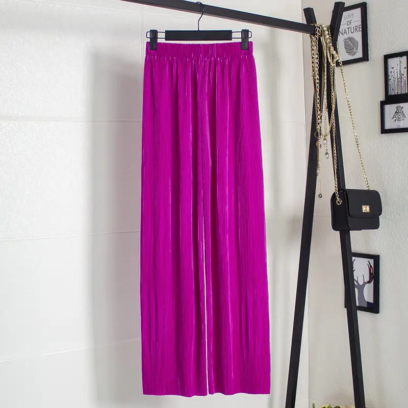 Purple Ice Silk Wide Leg Pants 2025 Spring Summer Women - Image 19