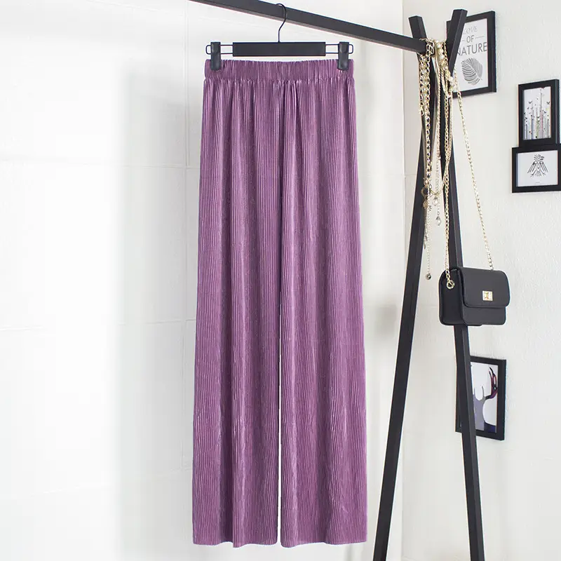 Purple Ice Silk Wide Leg Pants 2025 Spring Summer Women - Image 7