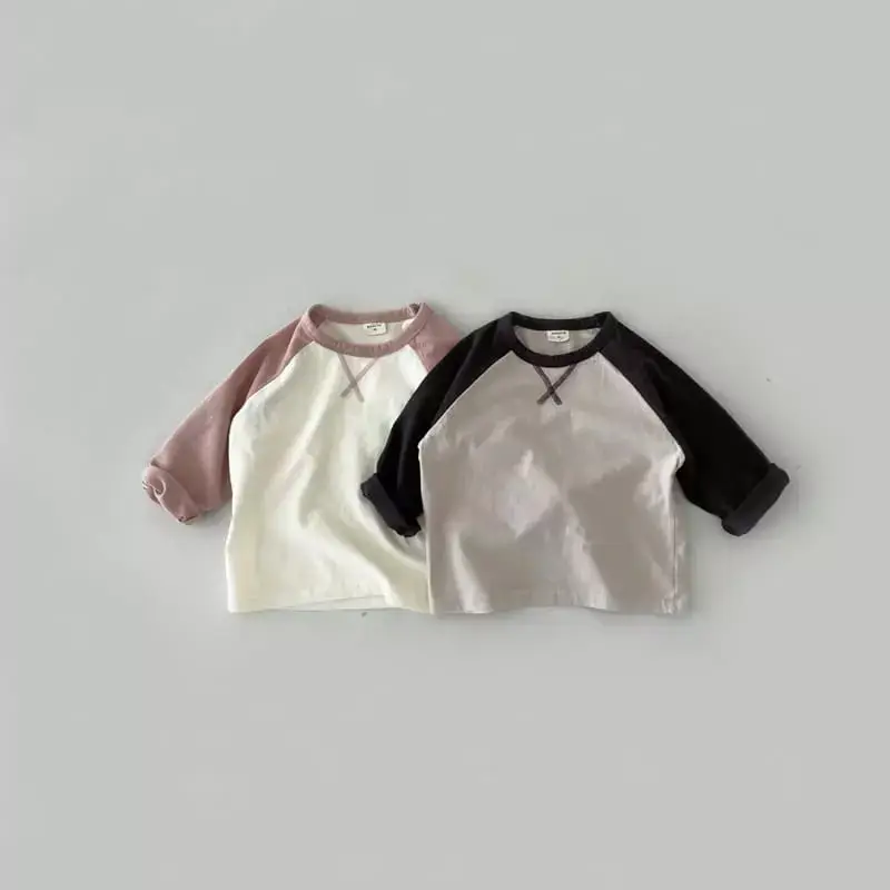 Korean Style Kids T-Shirt White Pink Long Sleeve - Image 3