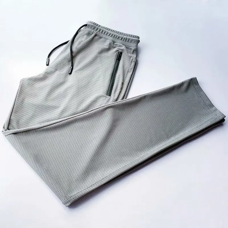 Men Grey Mesh Pants 5°C Ice Cooling Loose Fit