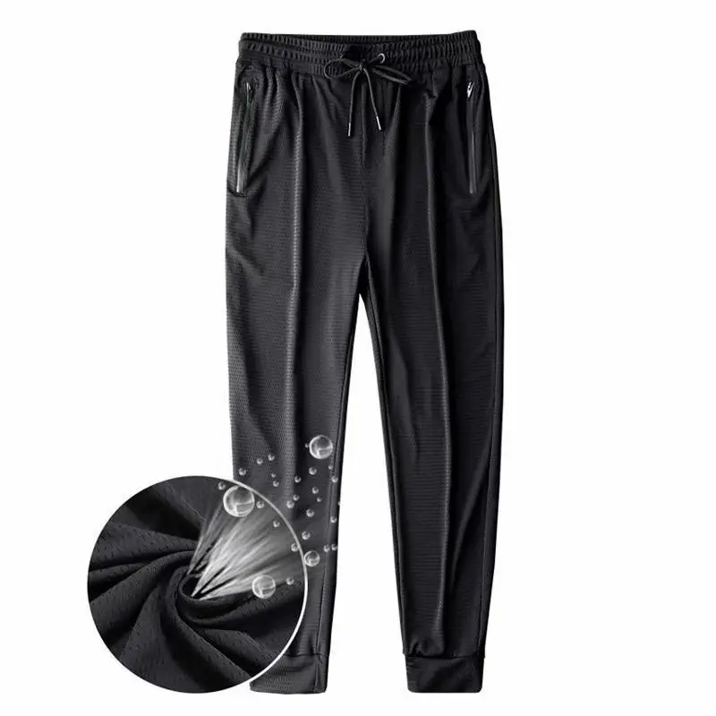 Men Grey Mesh Pants 5°C Ice Cooling Loose Fit