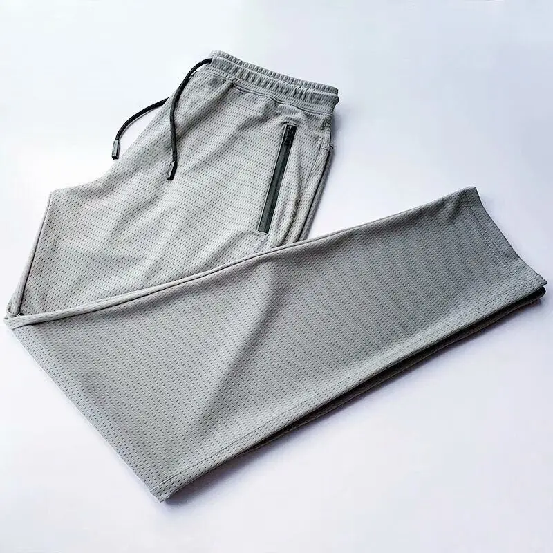 Men Grey Mesh Pants 5°C Ice Cooling Loose Fit