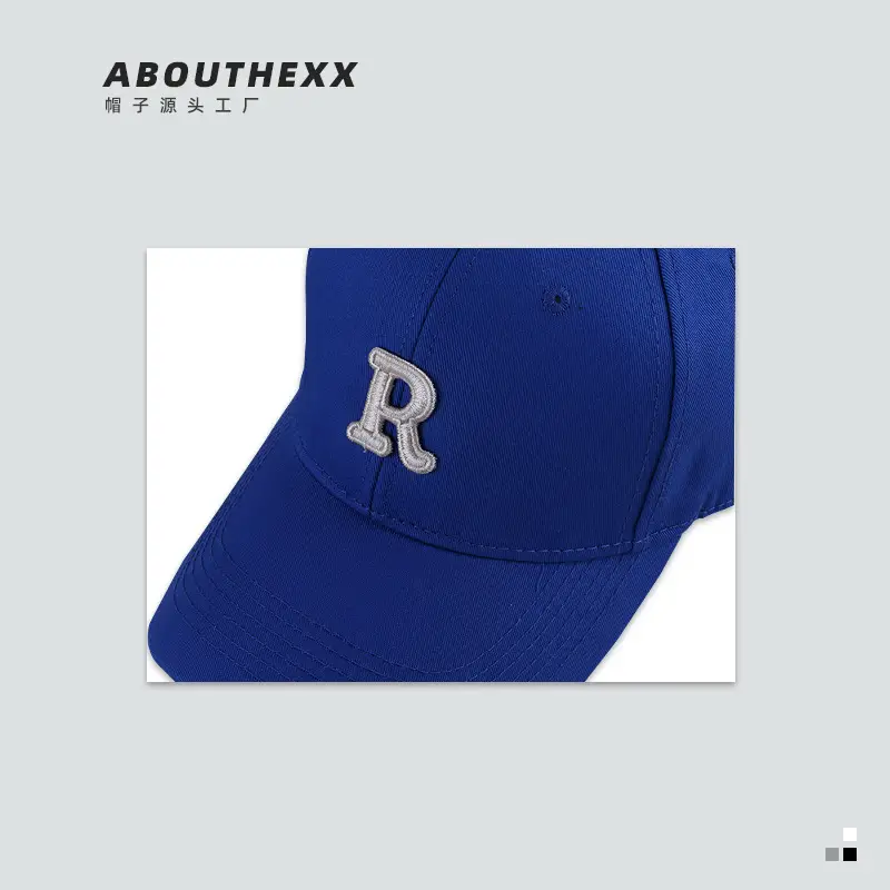 Women Black R Letter Baseball Cap with White Embroidery - Image 8