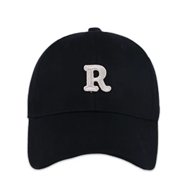 Women Black R Letter Baseball Cap with White Embroidery - Image 11