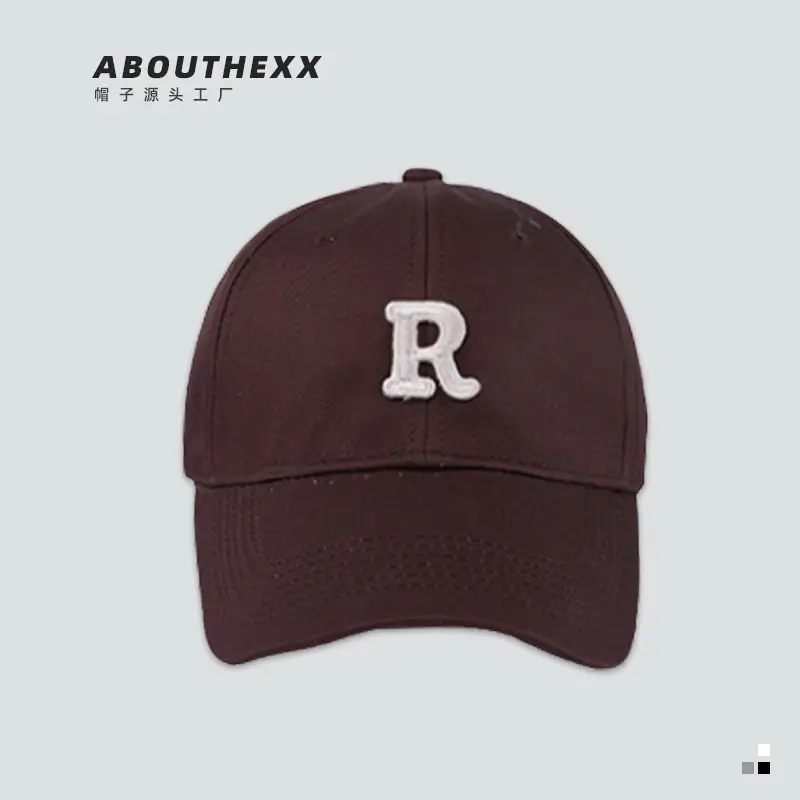 Women Black R Letter Baseball Cap with White Embroidery - Image 4