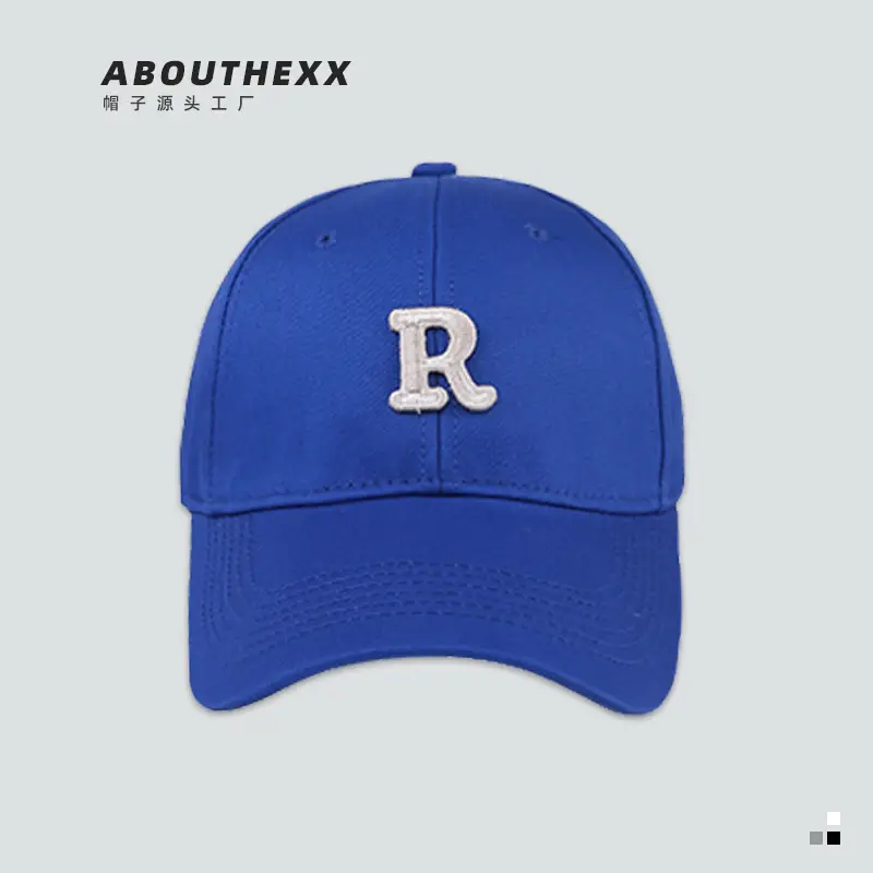 Women Black R Letter Baseball Cap with White Embroidery - Image 6