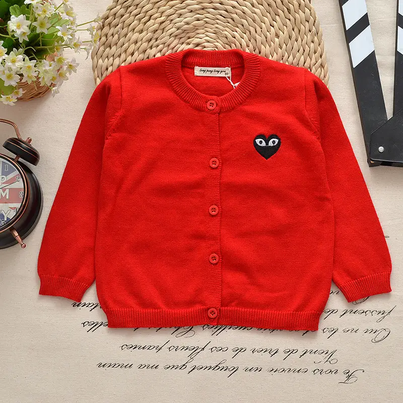 Men's Grey Cotton Cardigan with Embroidered Face Design