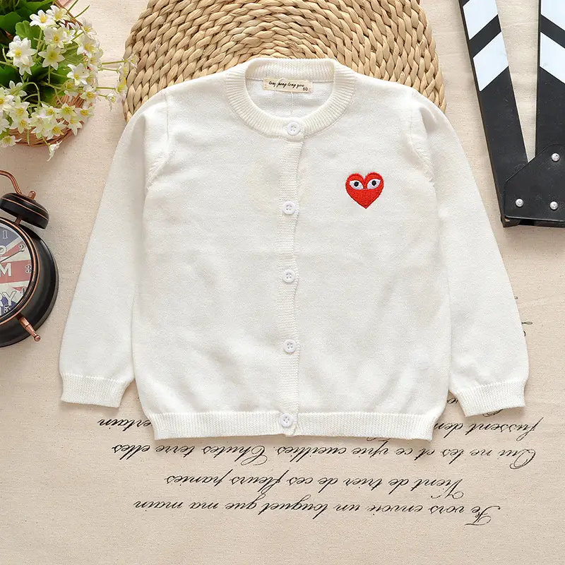 Men's Grey Cotton Cardigan with Embroidered Face Design