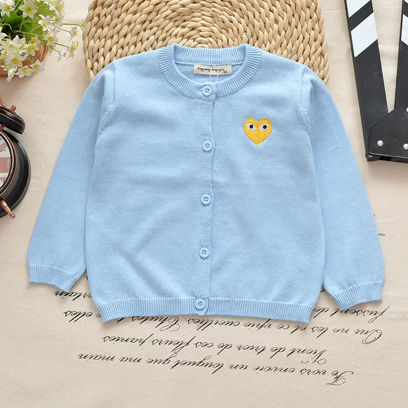 Men's Grey Cotton Cardigan with Embroidered Face Design