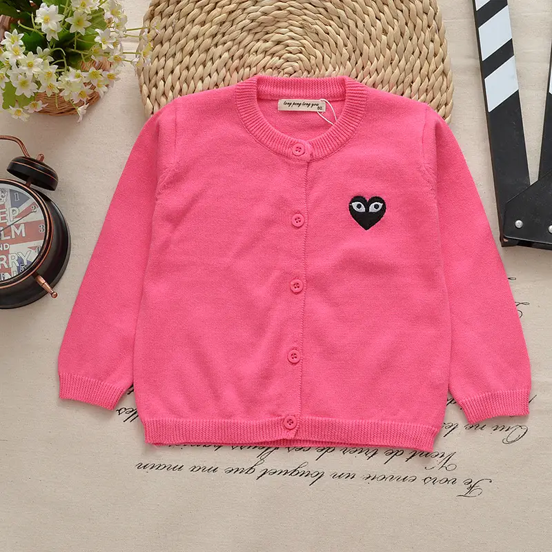 Men's Grey Cotton Cardigan with Embroidered Face Design