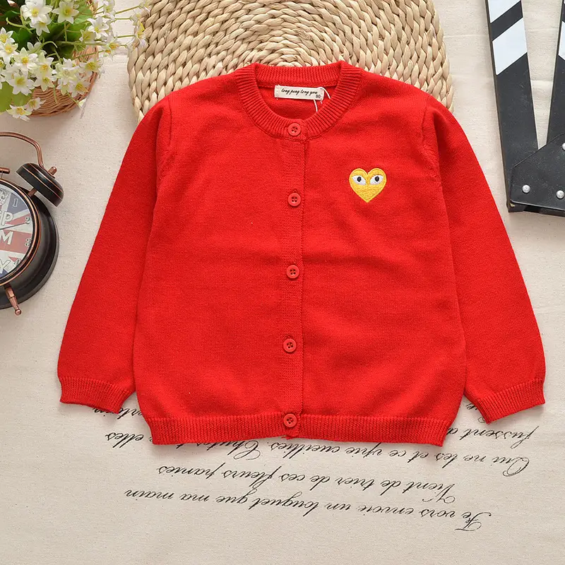 Men's Grey Cotton Cardigan with Embroidered Face Design