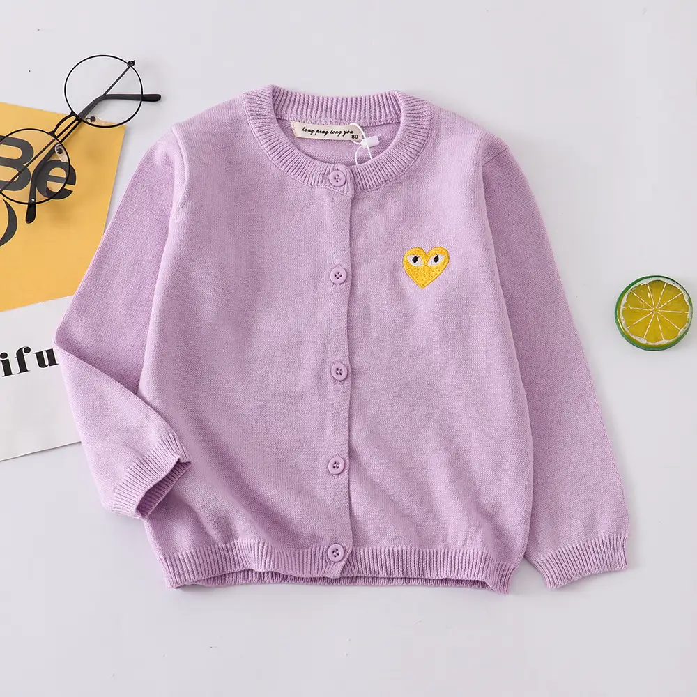 Men's Grey Cotton Cardigan with Embroidered Face Design