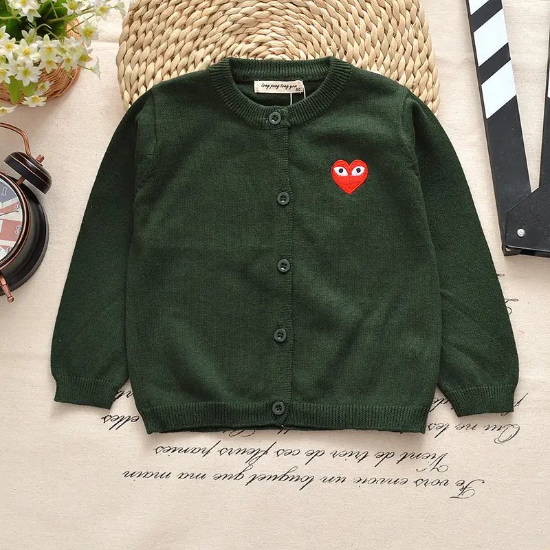 Men's Grey Cotton Cardigan with Embroidered Face Design