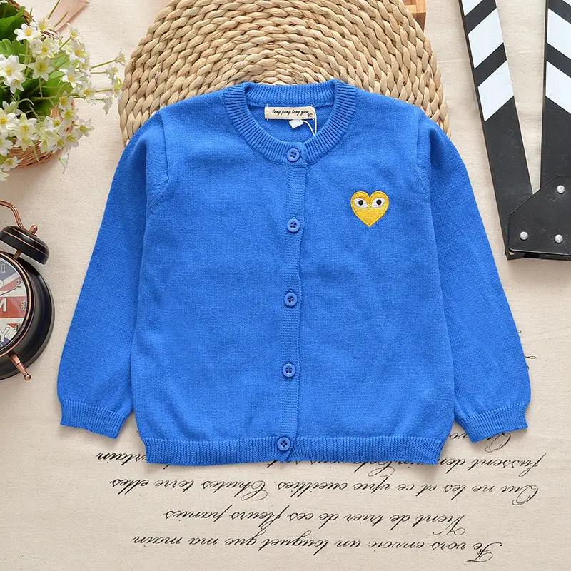 Men's Grey Cotton Cardigan with Embroidered Face Design