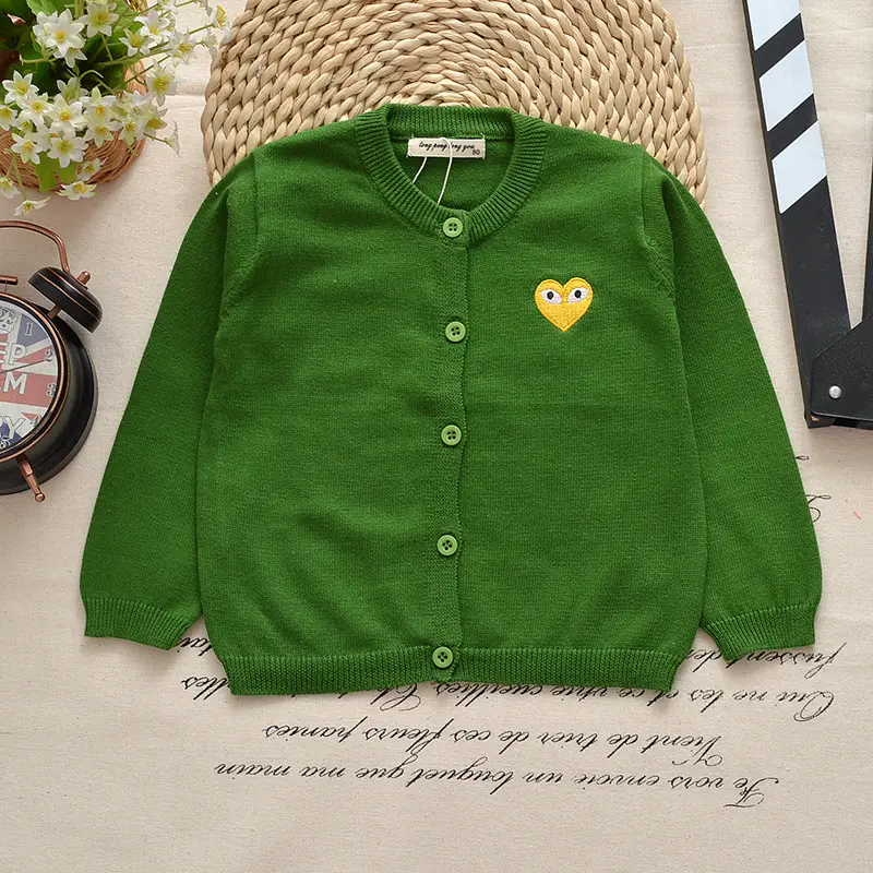 Men's Grey Cotton Cardigan with Embroidered Face Design