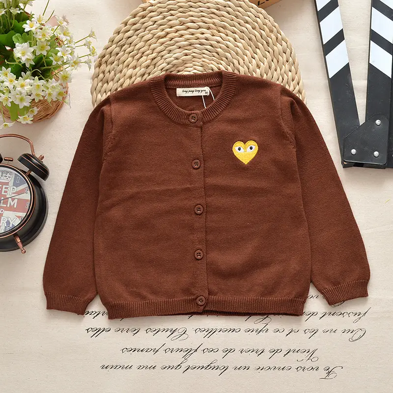 Men's Grey Cotton Cardigan with Embroidered Face Design