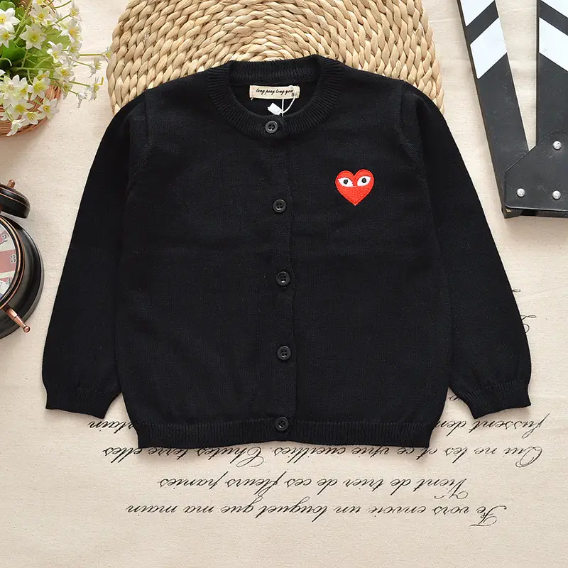 Men's Grey Cotton Cardigan with Embroidered Face Design